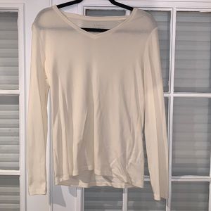 Talbots Long Sleeve V-neck Top, size Large, Cream